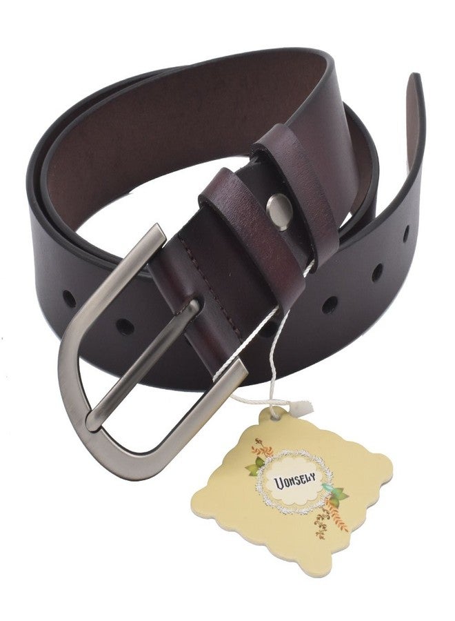 VONSELY Genuine Leather Belts for Dresses, Women Leather Fashion Belts for Pants, Wide Coffee 105CM - Image 5